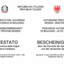 Uradno potrdilo o znanju italijanščine in nemščine