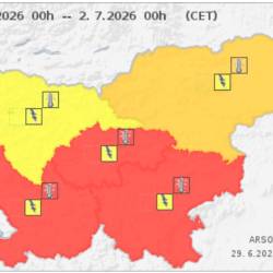 Na Primorskem bo v sredo ves dan veljalo rdeče opozorilo zaradi vročine, zvečer bo opozorilo rumeno zaradi neviht (ARSO)
