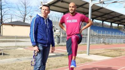 Paolo Camossi (levo) je Marcella Jacobsa treniral tudi na stadionu na Rojcah v Gorici (BUMBACA)