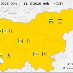 Arso je včerajšnje vremensko opozorilo danes poostril (ARSO)