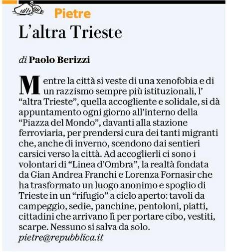 Članek v vsedržavnem časopisu La Repubblica