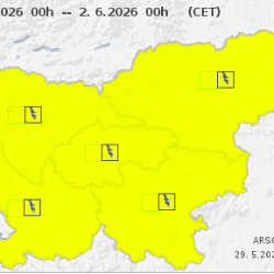 Arsovo rumeno opozorilo za ponedeljek (ARSO)