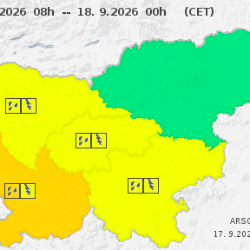 Arsovo vremensko opozorilo za danes (ARSO)