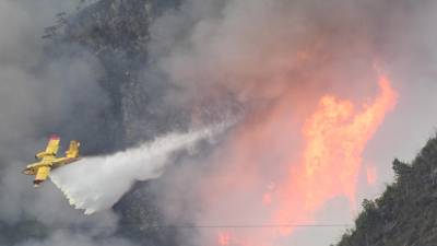 Italijansko letalo canadair med gašenjem požara v Karniji