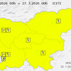 Jutrišnje Arsovo rumeno opozorilo (ARSO)