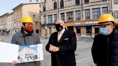 Župan Rodolfo Ziberna si je ogledal dotrajano poslopje palače Paternolli skupaj s podjetnikom iz Lombardije Robertom Viscontijem, predsednikom družb Partecipazioni Immobiliari in Futura Grandi Lavori