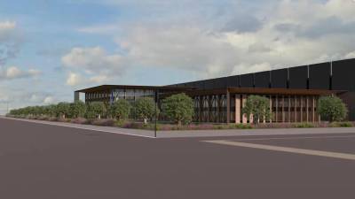 Grafični prikaz nove tovarne na goriškem letališču