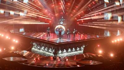 Slovenska skupina LPS na sinočnjem polfinalu pesmi Evrovizije v Turinu (ANSA)