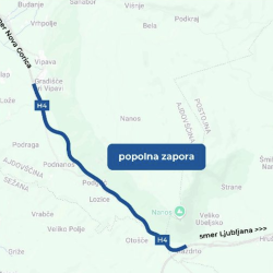 Območje zapore na vipavski hitri cesti