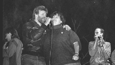 Na odru Andrej Šifrer (z leve), Šerbi in Vlado Kreslin (JANI KENDA)