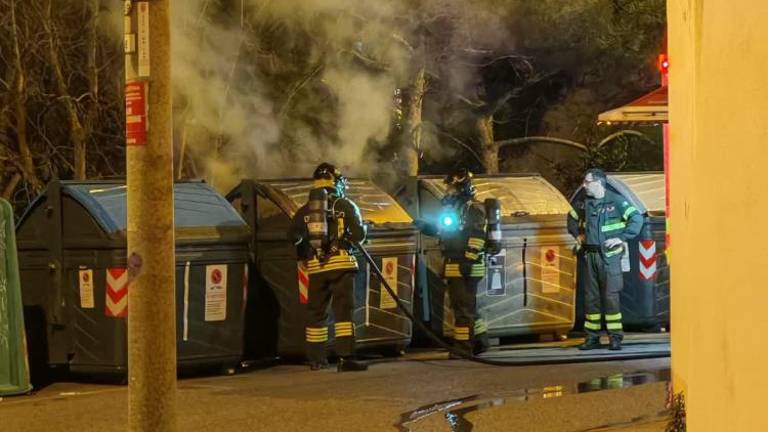 V Ulici Navali zagorel zabojnik za smeti