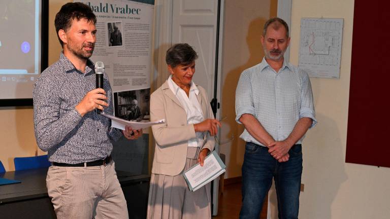 Ubald Vrabec v državni knjižnici v Trstu