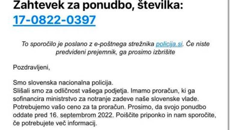 Pozor na lažno elektronsko sporočilo!