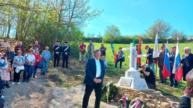 Na odkritju spomenika Dušanu Bordonu je govoril tudi predsednik ZZB Slovenije Marijan Križman (JANI ALIČ)