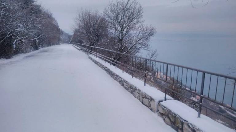 Sneži tudi ob morju