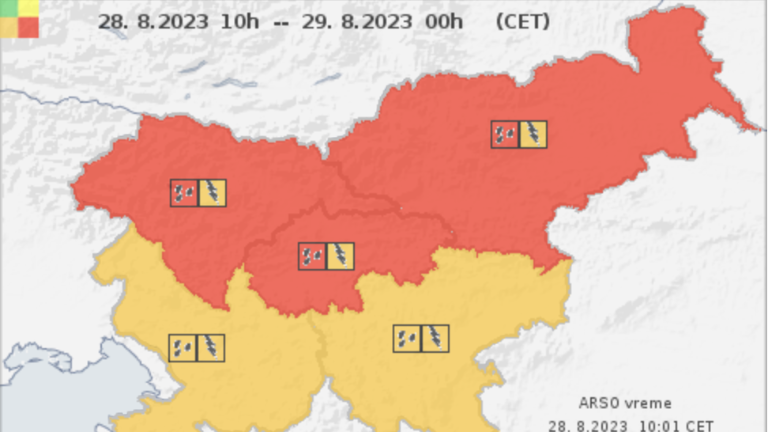 Za sever Slovenije rdeče opozorilo