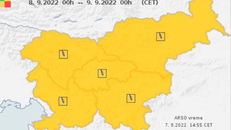 Arso še zaostril vremensko opozorilo