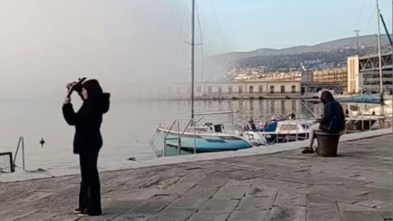Megla je z morja začela preplavljati Trst (video)