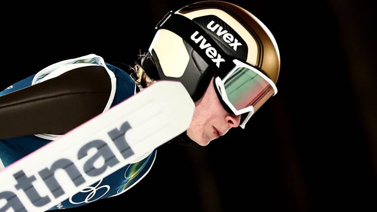 Nika Prevc na današnji tekmi (ANSA)