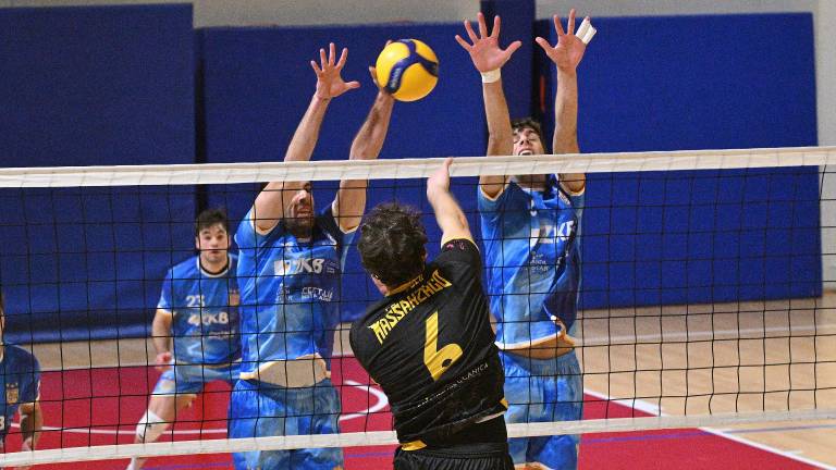 Odbojkarji Soče SloVolleyja na eni od domačih tekem (FOTODAMJ@N)