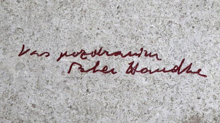 Na skali ob Doberdobskem jezeru Handkejevi verzi in pozdrav