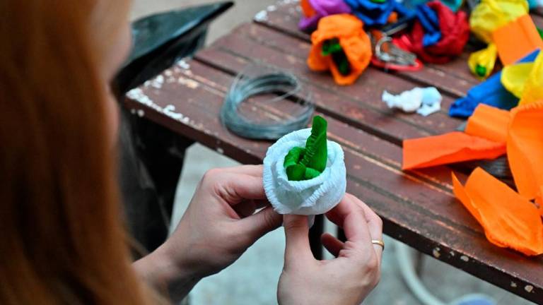 Repenska dekleta ustvarjajo 1600 krep cvetic