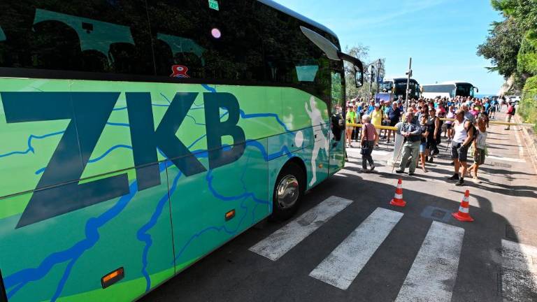 Člani banke peš od Nabrežine do Miramara