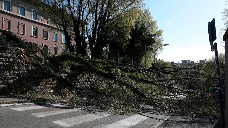 Burja s sunki do 111 km/h in visoko povprečno hitrostjo povzroča težave