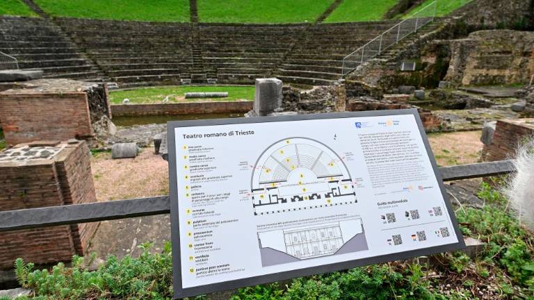 Ob rimskem gledališču informacijska tabla za slepe in slabovidne