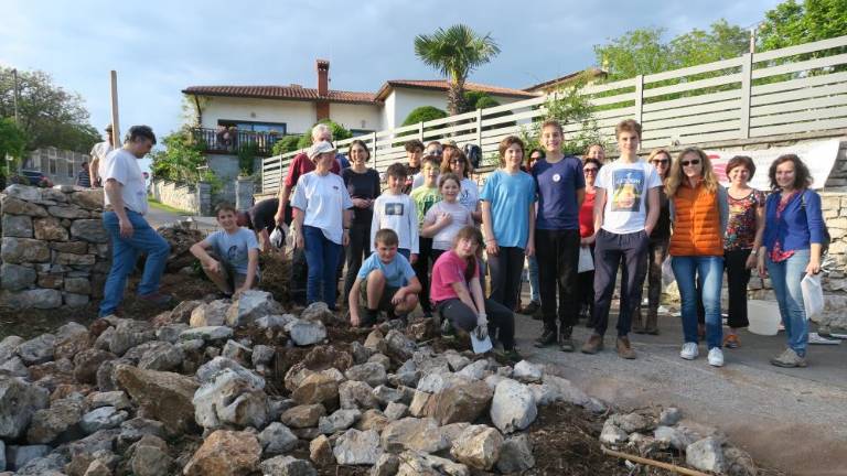 Mladi z obeh strani meje popravljali kraški suhi zid