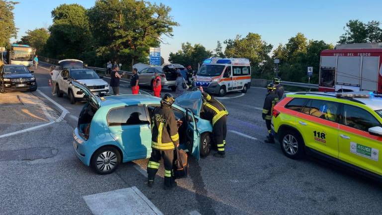 V prometni nesreči poškodovana voznika in psiček