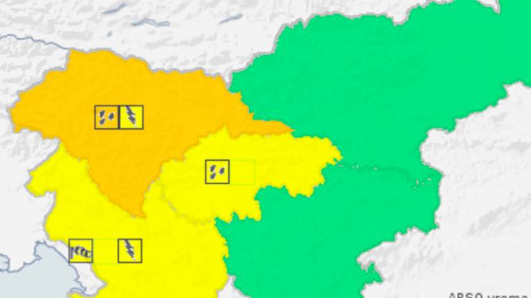 Za jutri&scaron;nje poslab&scaron;anje rumeno in oranžno opozorilo