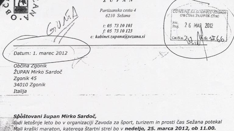 Pismo 26 dni iz Sežane v Zgonik