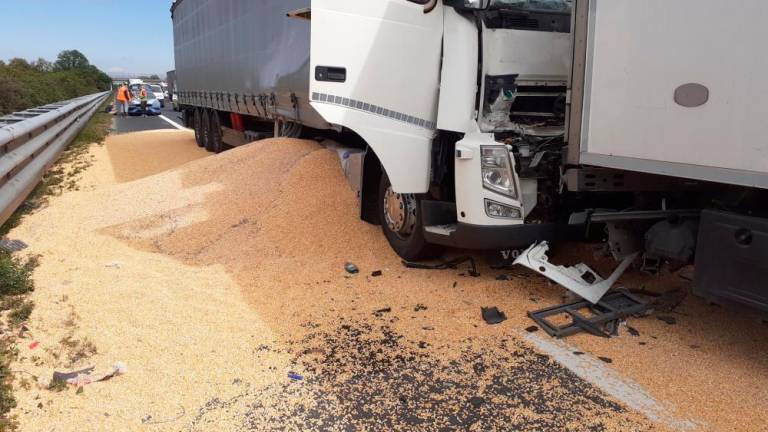 Tovor žitaric se je usul na cestišče