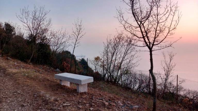 Pod Nabrežino kamnite klopi in informativne table