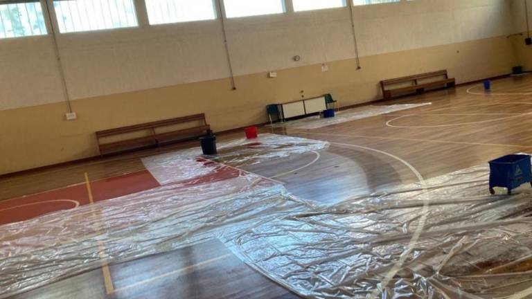 Padajoči omet v športni dvorani na Čarboli