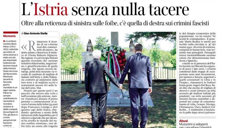 Corriere della Sera: Ob fojbah ne zamolčati zločinov fašizma