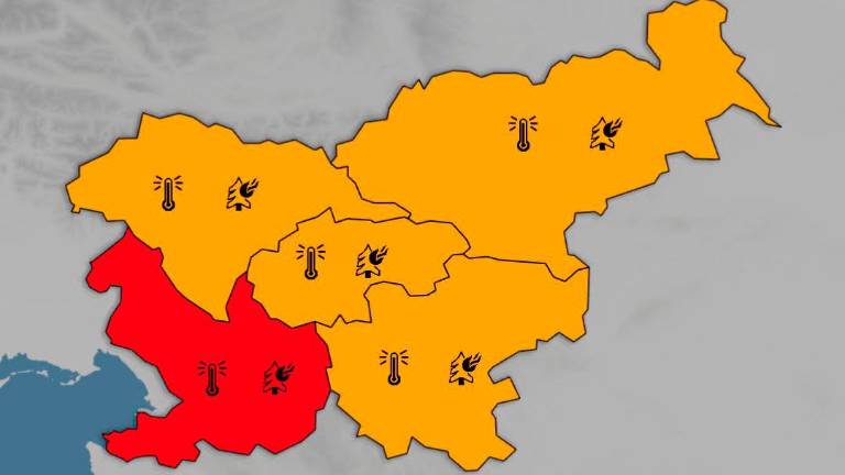 Za jugozahod Slovenije ob koncu tedna najvišja, rdeča stopnja opozorila