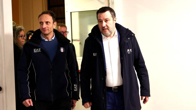 Minister Matteo Salvini (desno) in predsednik deželne vlade FJK Massimiliano Fedriga na Pomorski postaji v Trstu (Tedeschi/FotoDamj@n)