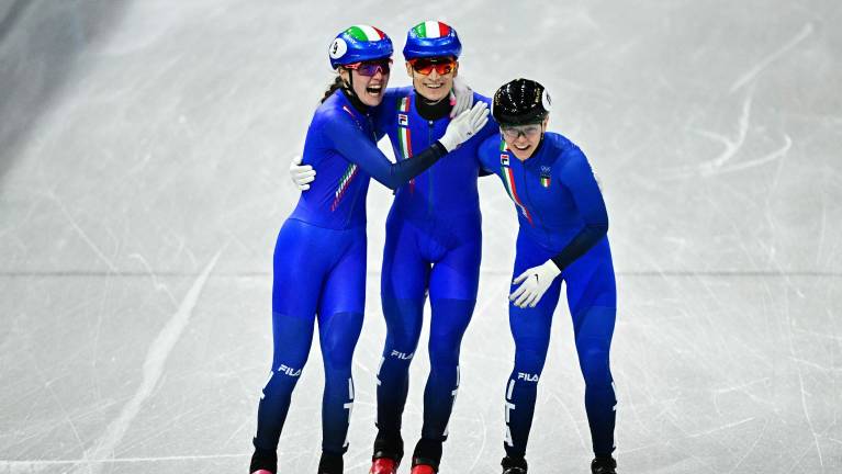 Italija do zlata v mešani štafeti hitrostnega drsanja