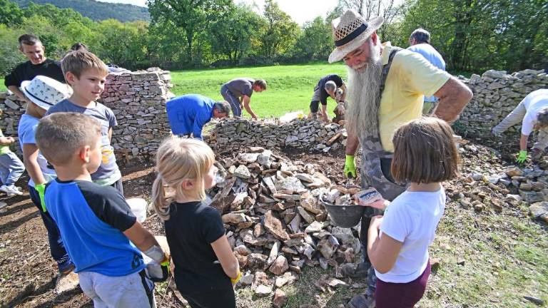 Učenci 15 šol gradili suhi zidek