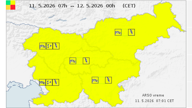 Možne izdatnejše padavine in nevihte