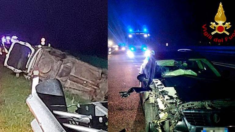 Trčenje na avtocesti A28, avtomobil končal v jarku