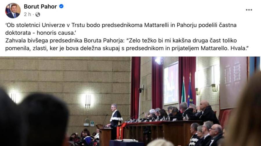 $!Pahor počaščen, da bosta čast delila s predsednikom Mattarello