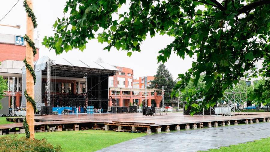 Prizorišče četrtkove proslave ob 20-letnici vstopa Republike Slovenije v Evropsko unijo (MONG)