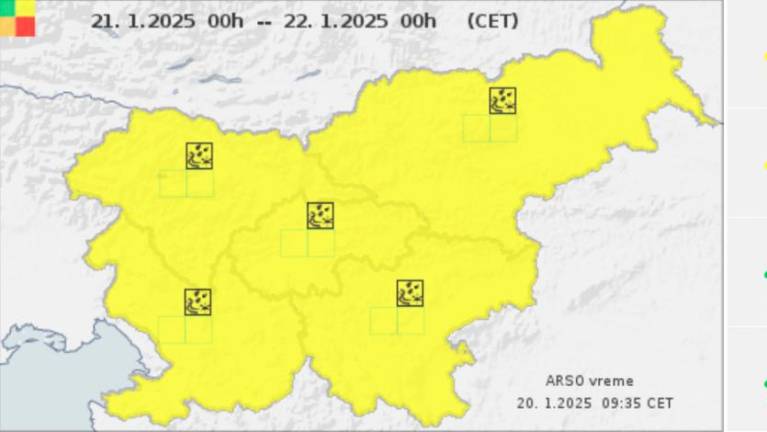 Arso vso Slovenijo opozarja pred nevarnostjo poledice