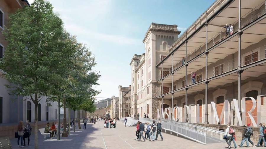 Računalniški prikaz bodočega Starega pristanišča, na desni Pomorski muzej