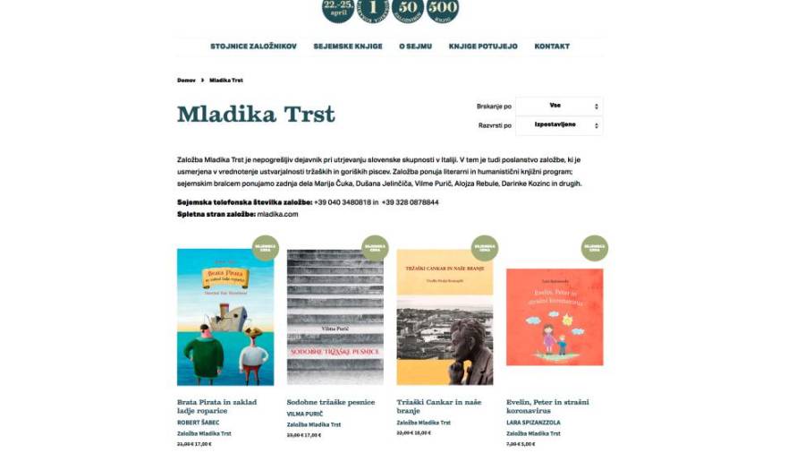 Med več kot 50 založniki, ki svoje knjige ponujajo na Sejmu s kavča, je tudi Mladika