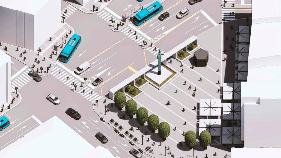 Grafični prikaz prenovljenega Goldonijevega trga (OBČINA TRST)