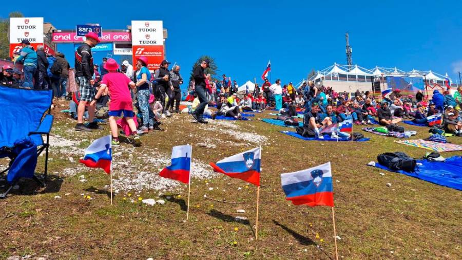 Navijači in slovenske zastave na Višarjah (GIANNI PECCHIAR)